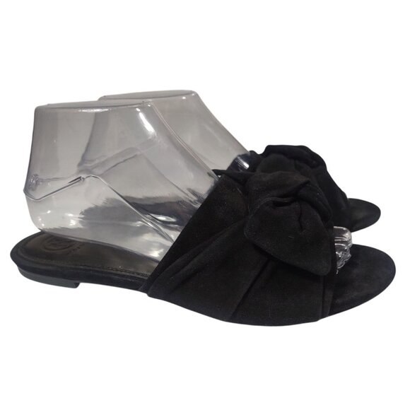 Tory Burch Annabelle Bow Knot Black Suede Slide Sandals Sz 9M - Picture 4 of 8